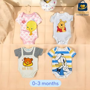 Premium Baby Romper Collection – 4 Designs × 1 Size (0–12 Months)