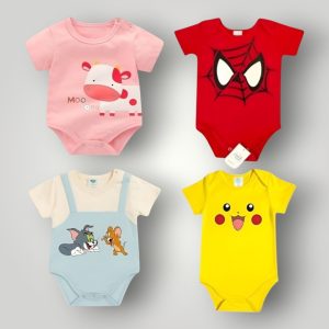 Premium Baby Romper Collection – 4 Designs × 1 Size (0–12 Months)