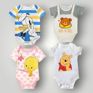 Premium Baby Romper Collection – 4 Designs × 1 Size (0–12 Months)