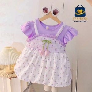 Baby Girls Floral Princess Dress Set – Soft Cotton & Printed Pinafore | XXL (18-24 Months)