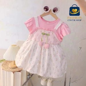 Baby Girls Floral Princess Dress Set – Soft Cotton & Printed Pinafore | XXL (18-24 Months)