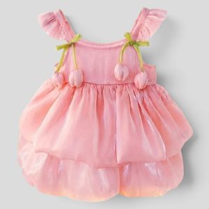 18-24 Months Baby Girls Pink Princess Party Frock – Soft Shiny Silk (XXL)