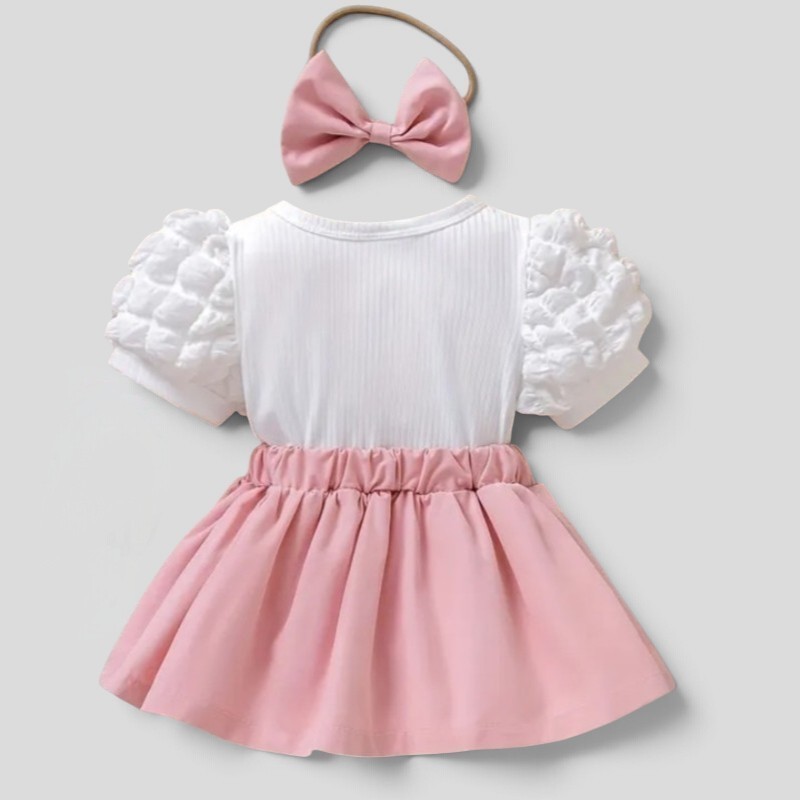 Baby Girls Pink Princess Dress Set – Soft Satin & Ribbed Cotton | 9-12 Months - Image 2