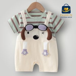 Dress your little one in comfort and style with our Premium Baby Boy Cute Dog Print Romper Set.